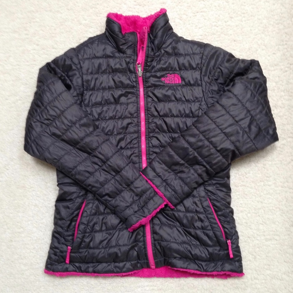 Girls North Face Reversible Black Pink Jacket